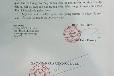 Kế hoạch tuyển sinh vào Lớp 1 năm học 2025-2026